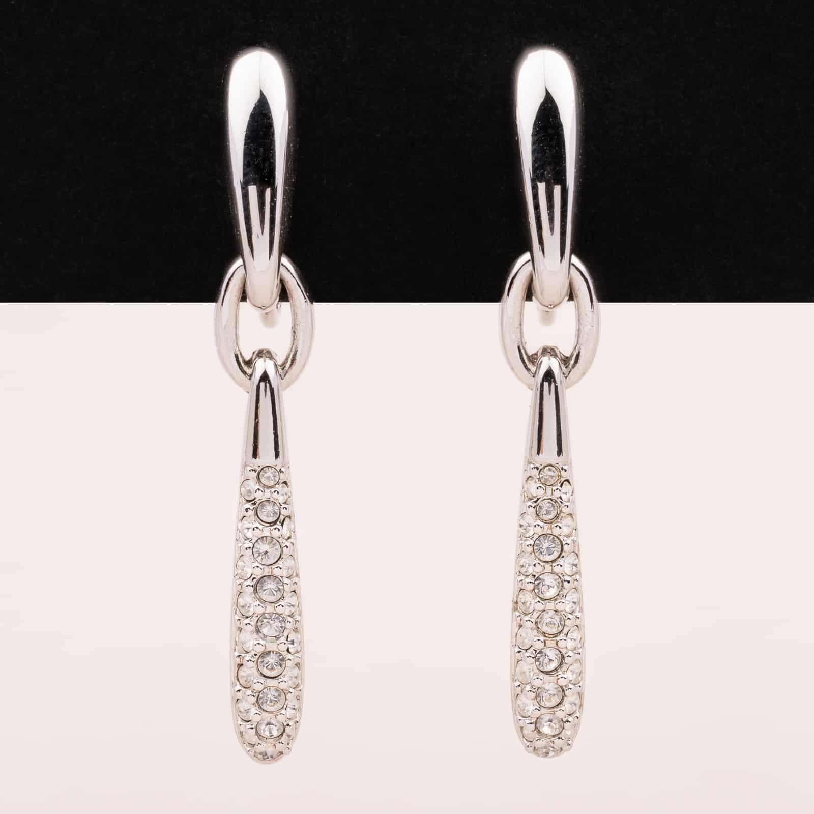 Swarovski-schlanke-silberfarbene-Hänger-Ohrclips