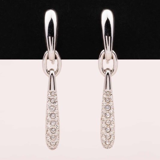 Swarovski-schlanke-silberfarbene-Hänger-Ohrclips