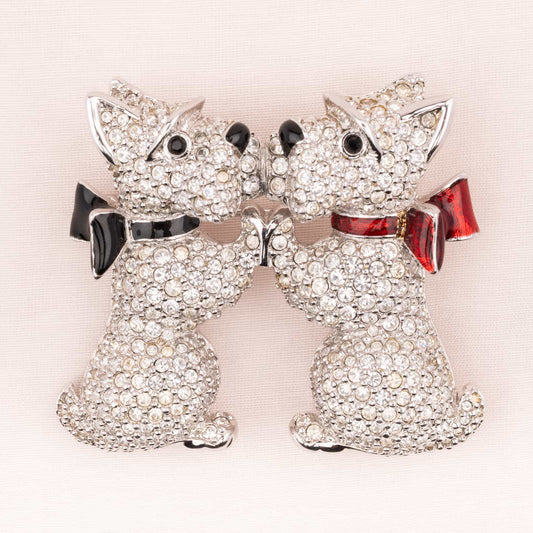 Swarovski-Vintage-Brosche-zwei-verliebte-Scottish-Terrier