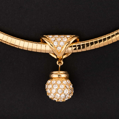 Swarovski-Vintage-Collier-mit-kristallbesetztem-Kugel-Anhänger