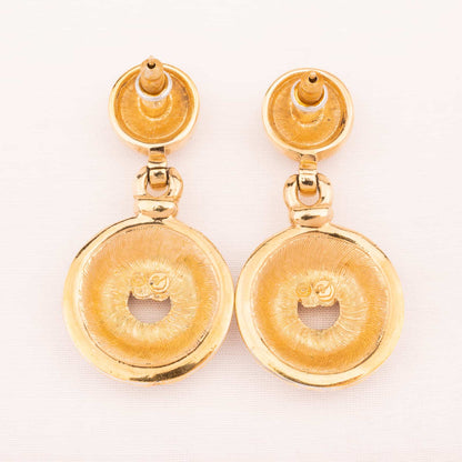 Swarovski-Vintage-Ohrringe-runde-Hänger-Rückseiten-mit-Schwan-Logo