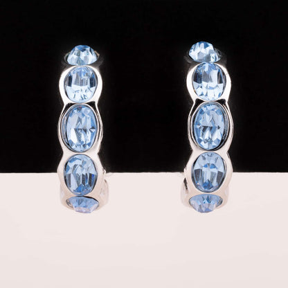 Swarovski-Kreolen-Ohrclips-silberfarben-mit-blauen-ovalen-Kristallen