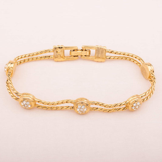 Swarovski-Tennisarmband-mit-runden-Kristallen-und-doppelter-Kette