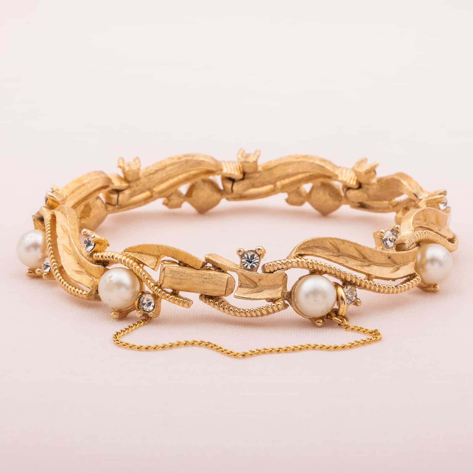 Trifari-Armband-goldfarben-Perlen-Strass