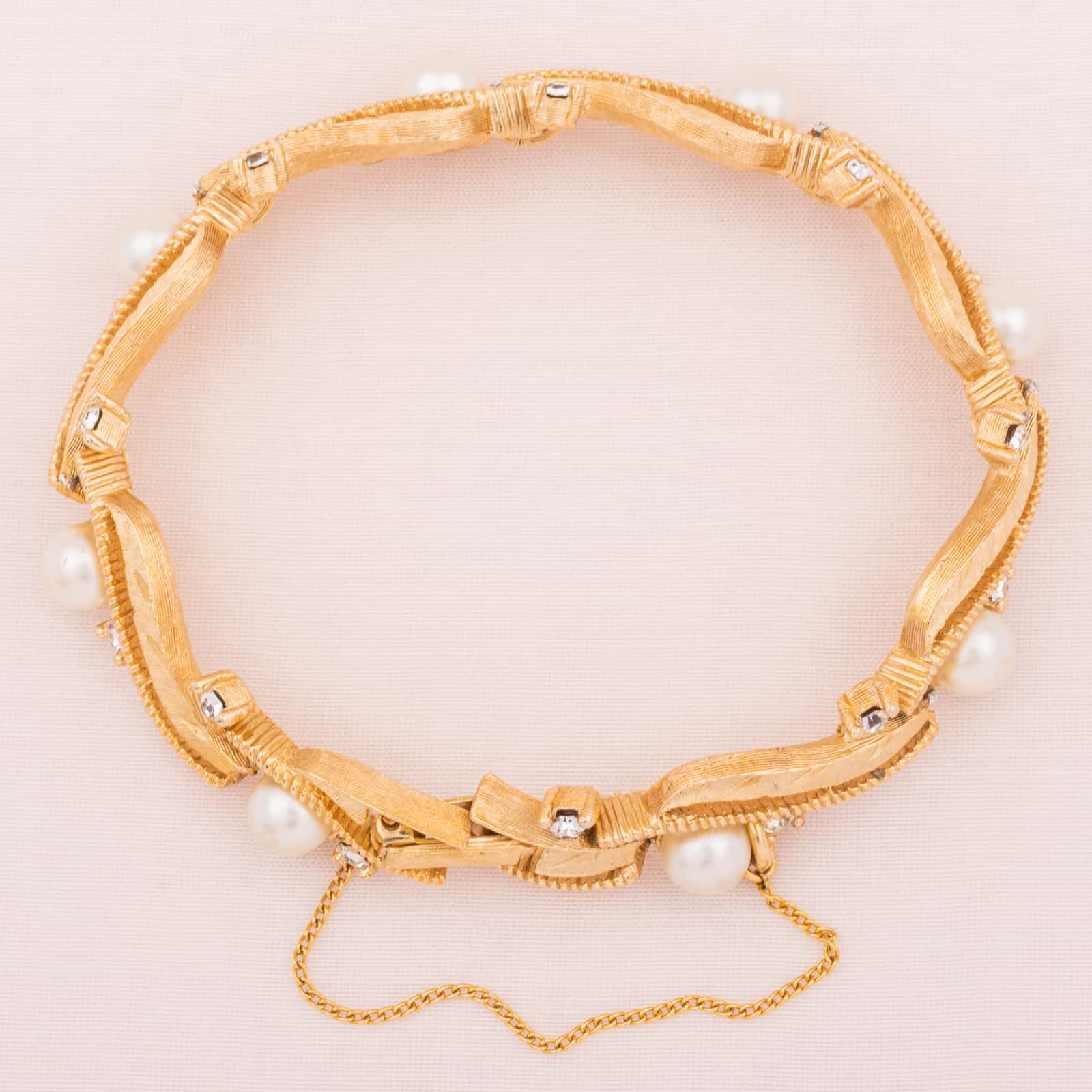 Trifari-Armband-goldfarben-Perlen-Strass