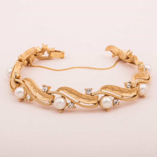 Trifari-Armband-goldfarben-Perlen-Strass