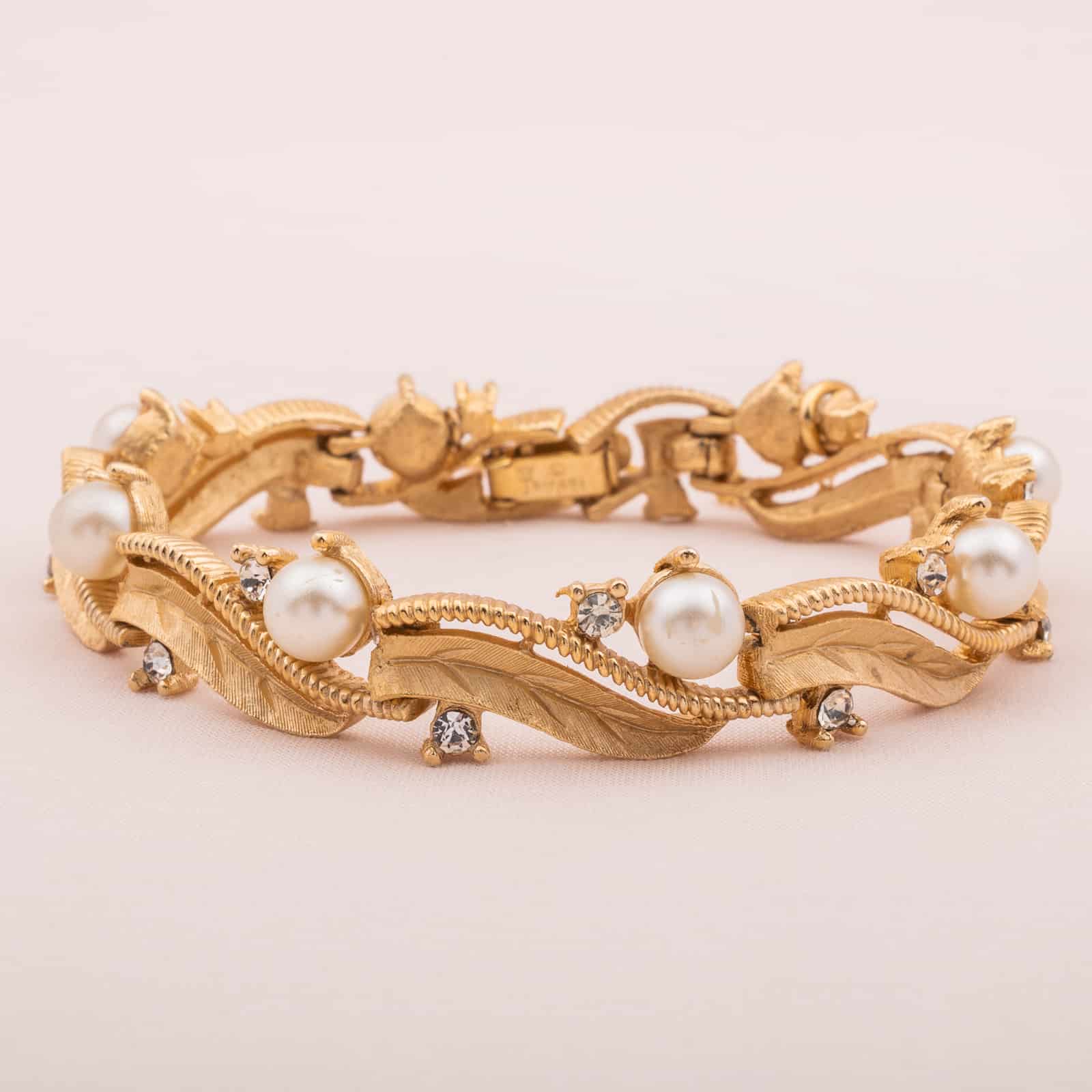 Trifari-Armband-goldfarben-Perlen-Strass