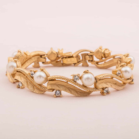 Trifari-Armband-goldfarben-Perlen-Strass