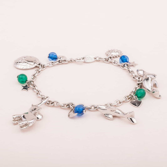 Trifari-silberfarbenes-Bettelarmband-Weltreise