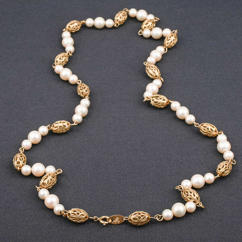 TRIFARI pearl necklace in antique revival style