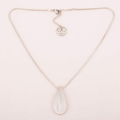 Trifari-Kette-silberfarben-Metalltropfen-Anhänger