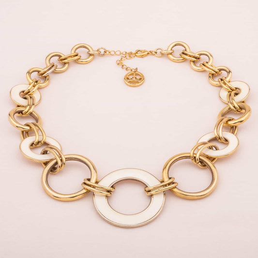 Trifari-Halskette-Ringe-Weiss-emailliert