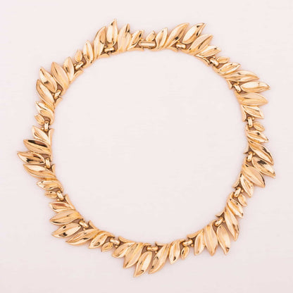 Trifari-Halskette-vergoldetes-Blätter-Collier