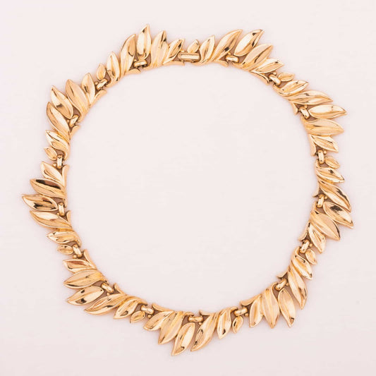 Trifari-Halskette-vergoldetes-Blätter-Collier