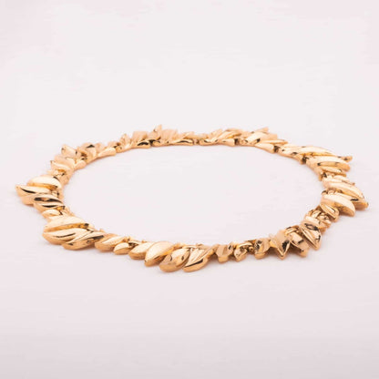 Trifari-Halskette-vergoldetes-Blätter-Collier