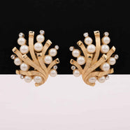TRIFARI clip earrings with pearls and rhinestones