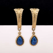 TRIFARI vergoldete Halbkreolen mit blauem Anhänger Tropfen