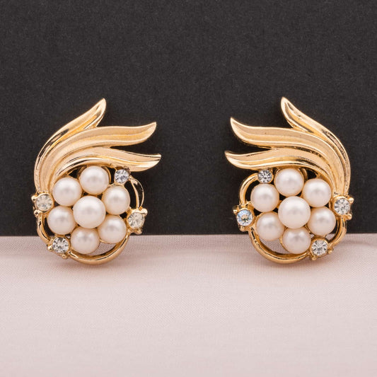 Trifari-Perlen-Strass-Ohrclips-60s