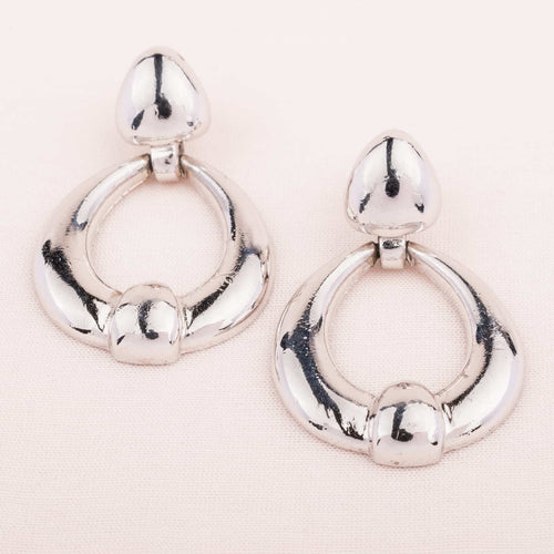 TRIFARI silver tone vintage earrings from the 70s