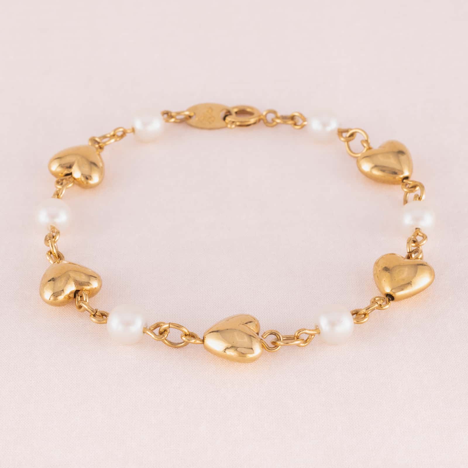 Trifari-Armband-vergoldete-Herz-Perlen