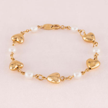 Trifari-Armband-vergoldete-Herz-Perlen