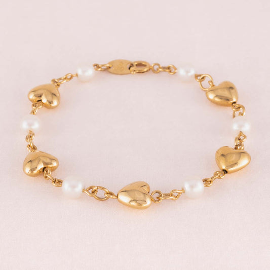 Trifari-Armband-vergoldete-Herz-Perlen