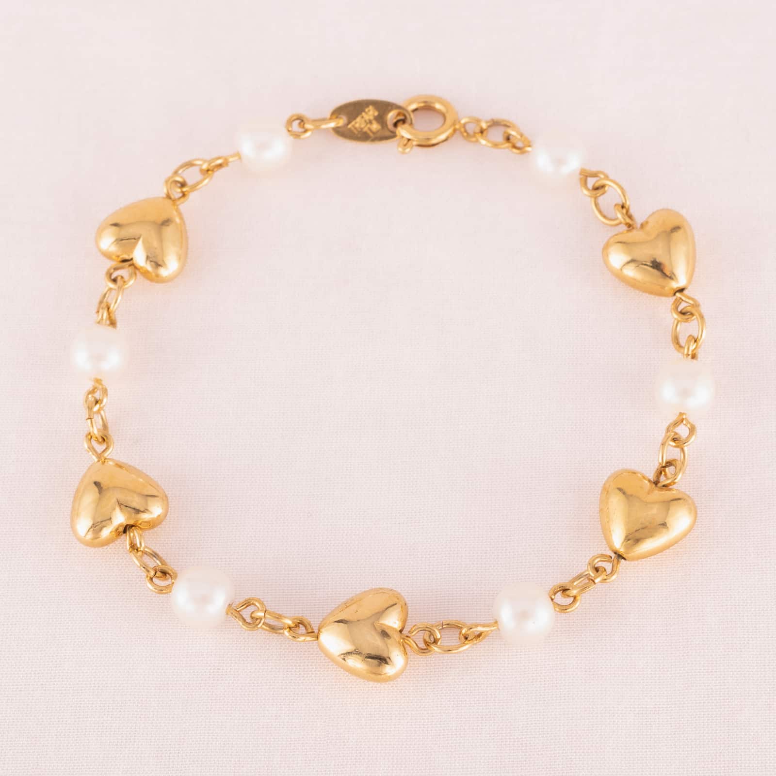 Trifari-Armband-vergoldete-Herz-Perlen