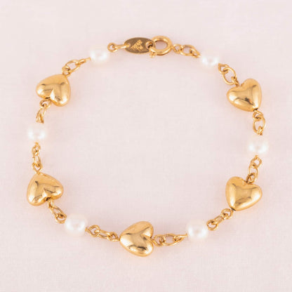 Trifari-Armband-vergoldete-Herz-Perlen