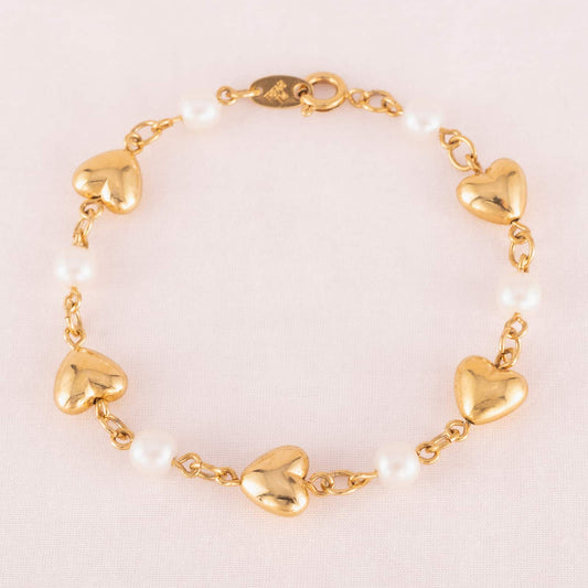 Trifari-Armband-vergoldete-Herz-Perlen