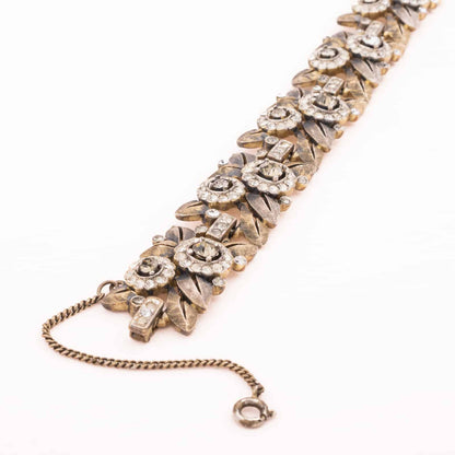 Trifari-Vintage-Armband-mit-grauen-und-weißen-Strasssteinen