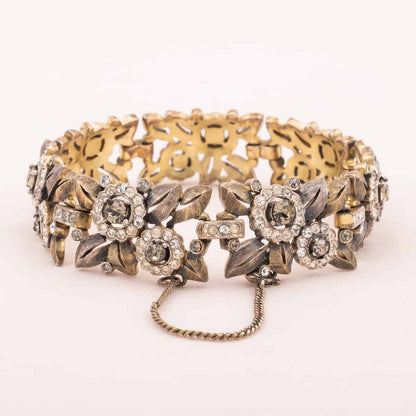 Trifari-Vintage-Armband-mit-grauen-und-weißen-Strasssteinen