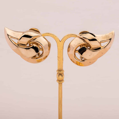 Trifari-Ohrclips-goldglänzend-Paisley-Form