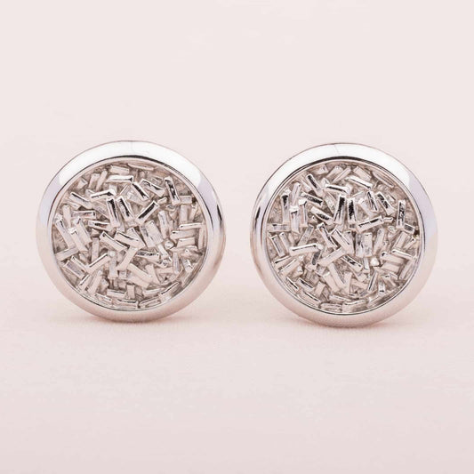 Trifari silberfarbene Ohrclips mit Stäbchenmuster