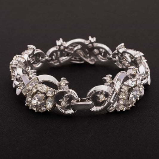 Trifari-silberfarbenes-Strass-Armband
