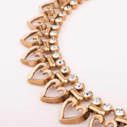 Trifari-vergoldete-Vintage-Herz-Halskette-mit-Strass