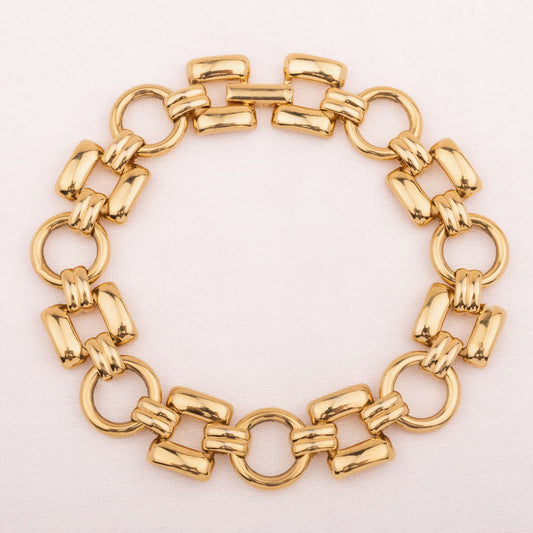 Trifari-vergoldetes-Kettenglieder-Armband