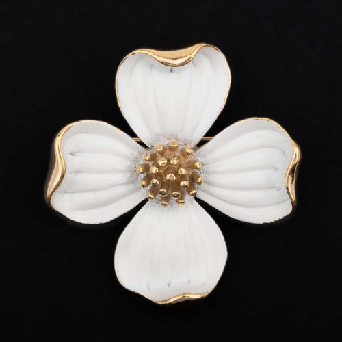 TRIFARI white flowers brooch