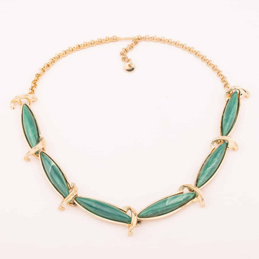 50s-Vintage-Halskette-Grün-längliche-Lucite-Steine