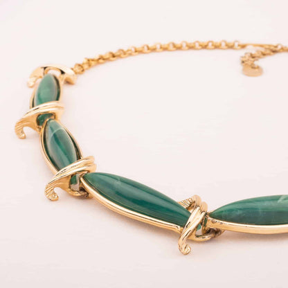 50s-Vintage-Halskette-Grün-längliche-Lucite-Steine