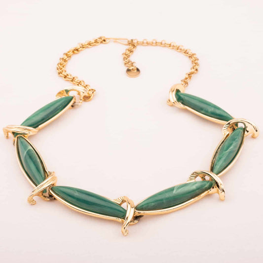 50s-Vintage-Halskette-Grün-längliche-Lucite-Steine
