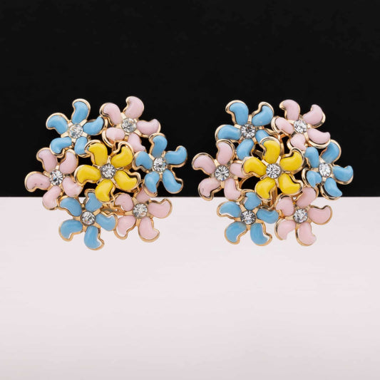 Große-Vintage-Blumen-Ohrclips-pastellfarbene-Blüten
