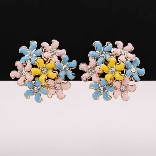 Vintage flower clip earrings in pastel colors