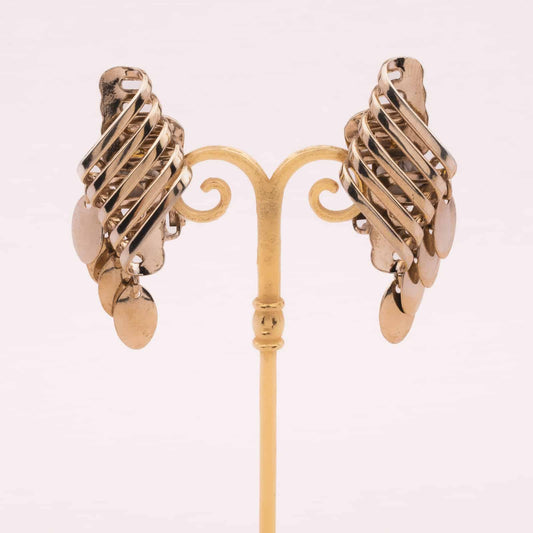Vintage-Modernist-Ohrclips-mit-vier-seitlichen-Anhängern