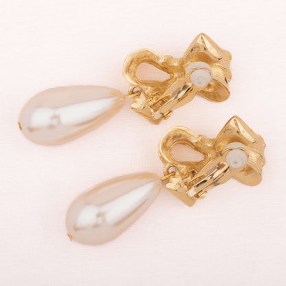 Vintage-Schleifen-Ohrringe-mit-Perlentropfen-Rückseiten