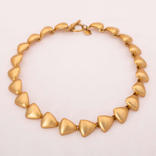 Anne-Klein-mattvergoldetes-Collier-dreieckige-Kettenglieder