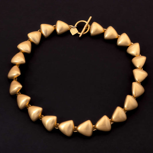 Anne-Klein-mattvergoldetes-Collier-dreieckige-Kettenglieder