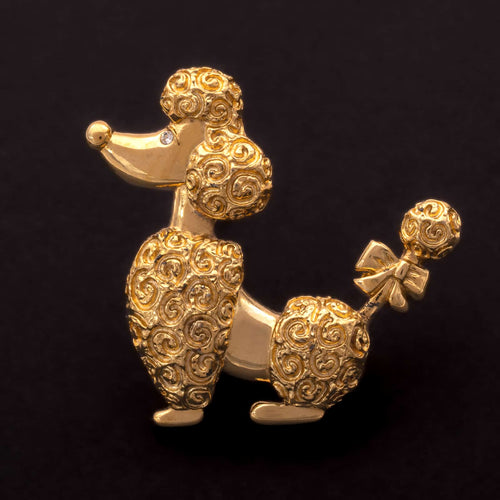 ANNE KLEIN gold-plated poodle brooch