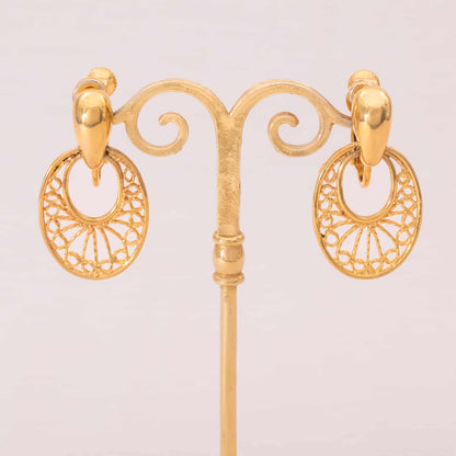 Napier-vergoldete-Ohrclips-durchbrochene-Türklopfer