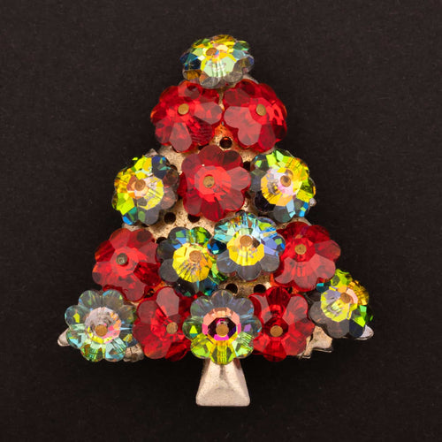 Christmas tree brooch with margarita stones