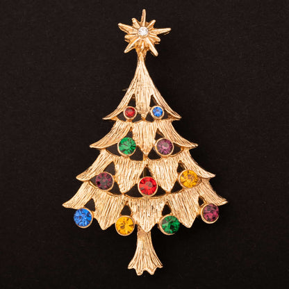 Vintage-Weihnachtsbaum-Brosche-mit-buntam-Strass